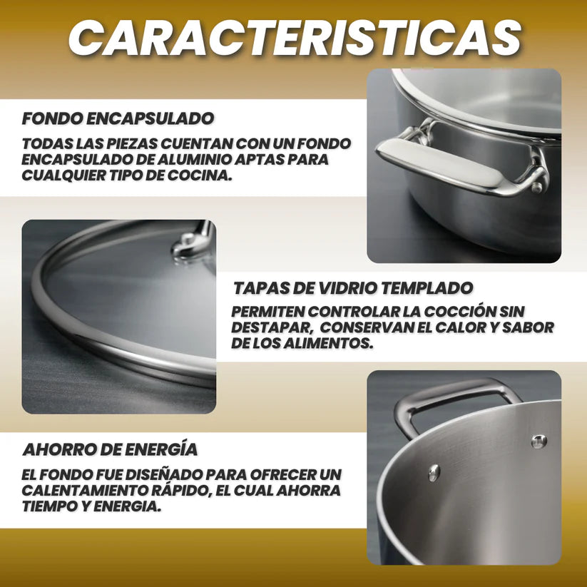 OLLAS DE ACERO INOXIDABLE 12 PIEZAS