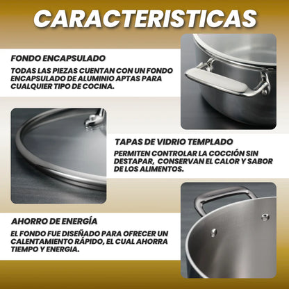 OLLAS DE ACERO INOXIDABLE 12 PIEZAS